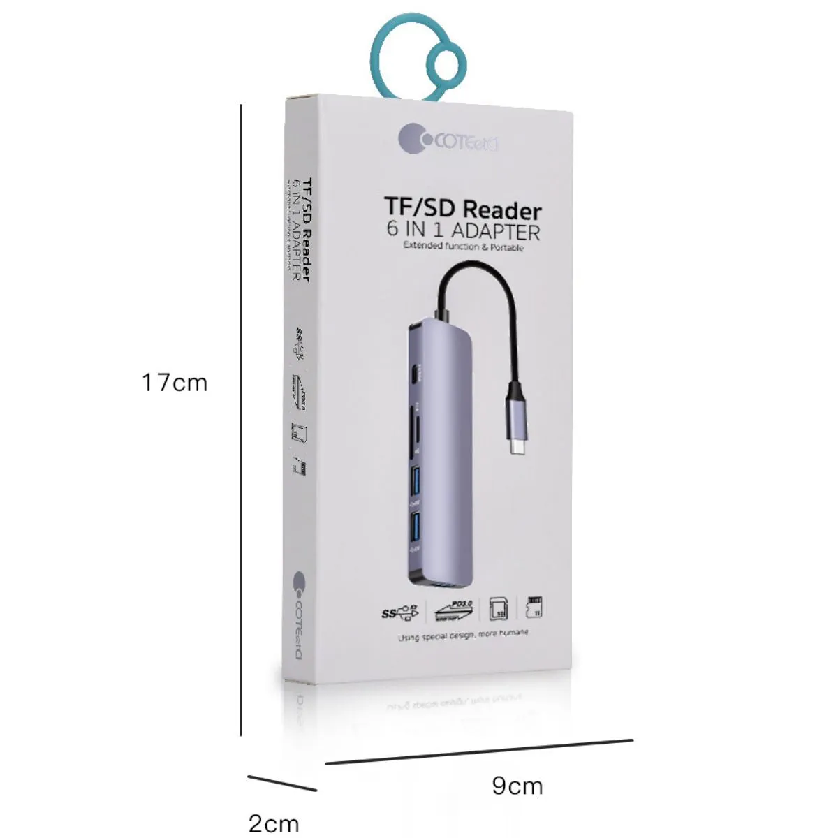 COTECi MB1084 TF SD Card Reader 6 IN 1 Type-C Hub Adapter