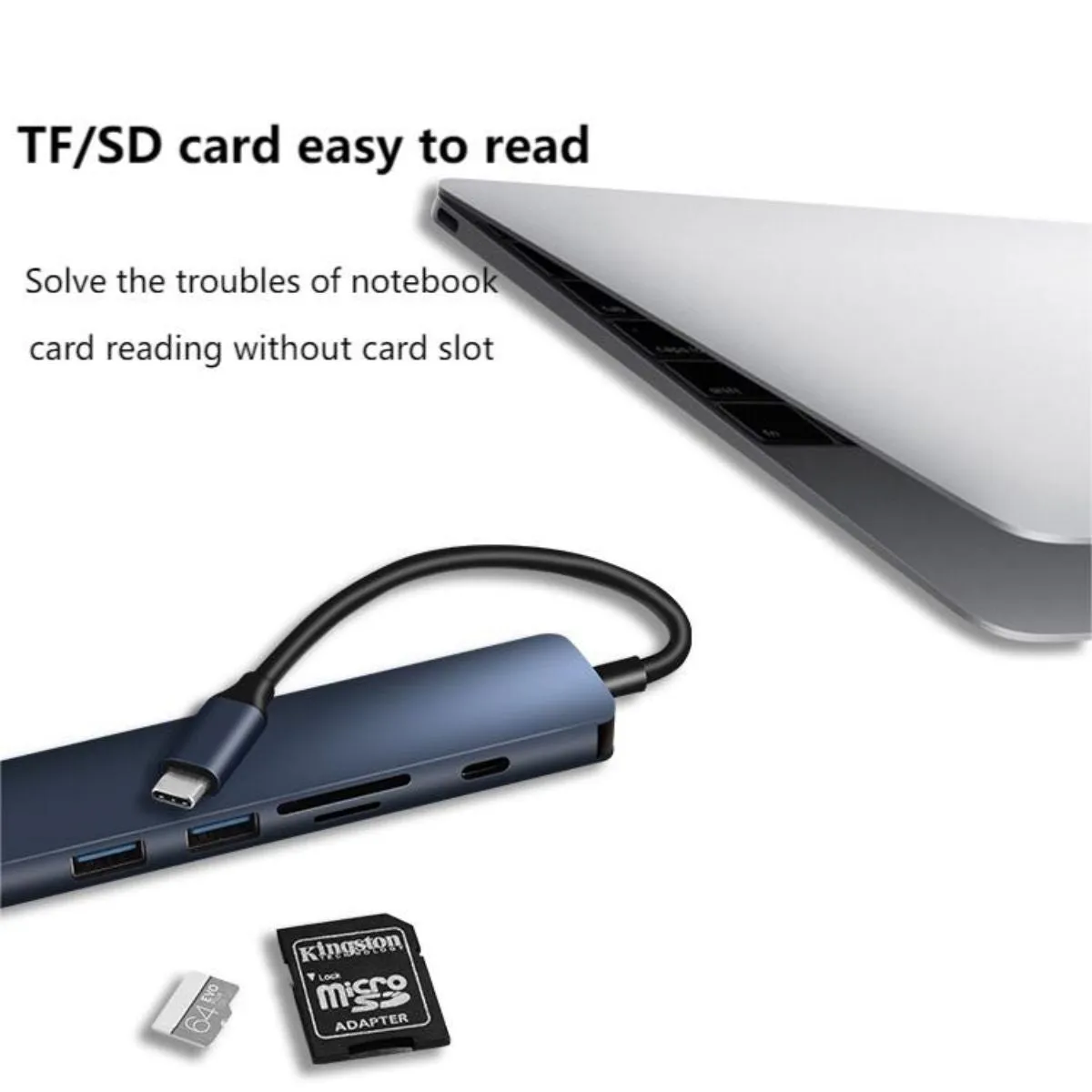 COTECi MB1084 TF SD Card Reader 6 IN 1 Type-C Hub Adapter