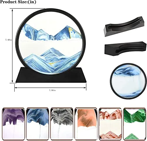 CPENSUS Moving Sand Art Picture Glass Liquid Painting 3D Natural Landscape showpieces for Home Decor Antique Gifts for Kids Office Desktop Decoration Desk Table Decorative Items