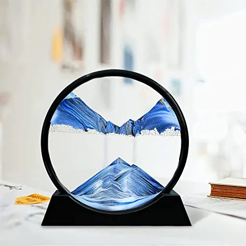 CPENSUS Moving Sand Art Picture Glass Liquid Painting 3D Natural Landscape showpieces for Home Decor Antique Gifts for Kids Office Desktop Decoration Desk Table Decorative Items