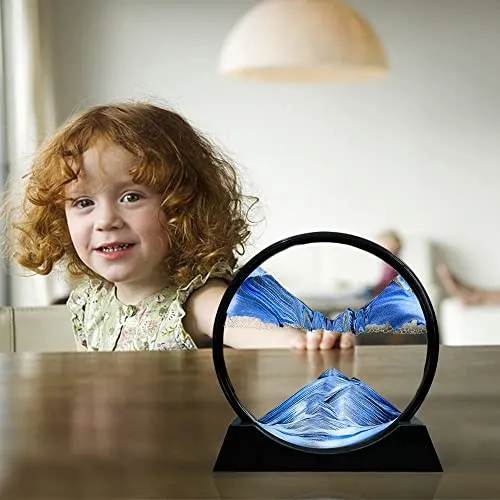 CPENSUS Moving Sand Art Picture Glass Liquid Painting 3D Natural Landscape showpieces for Home Decor Antique Gifts for Kids Office Desktop Decoration Desk Table Decorative Items