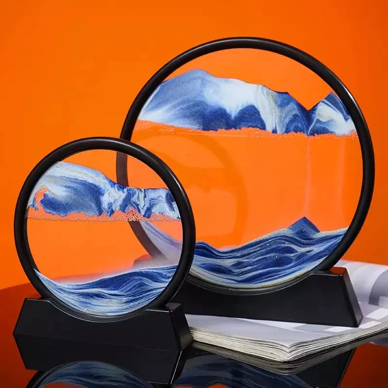 CPENSUS Moving Sand Art Picture Glass Liquid Painting 3D Natural Landscape showpieces for Home Decor Antique Gifts for Kids Office Desktop Decoration Desk Table Decorative Items