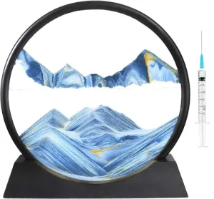 CPENSUS Moving Sand Art Picture Glass Liquid Painting 3D Natural Landscape showpieces for Home Decor Antique Gifts for Kids Office Desktop Decoration Desk Table Decorative Items