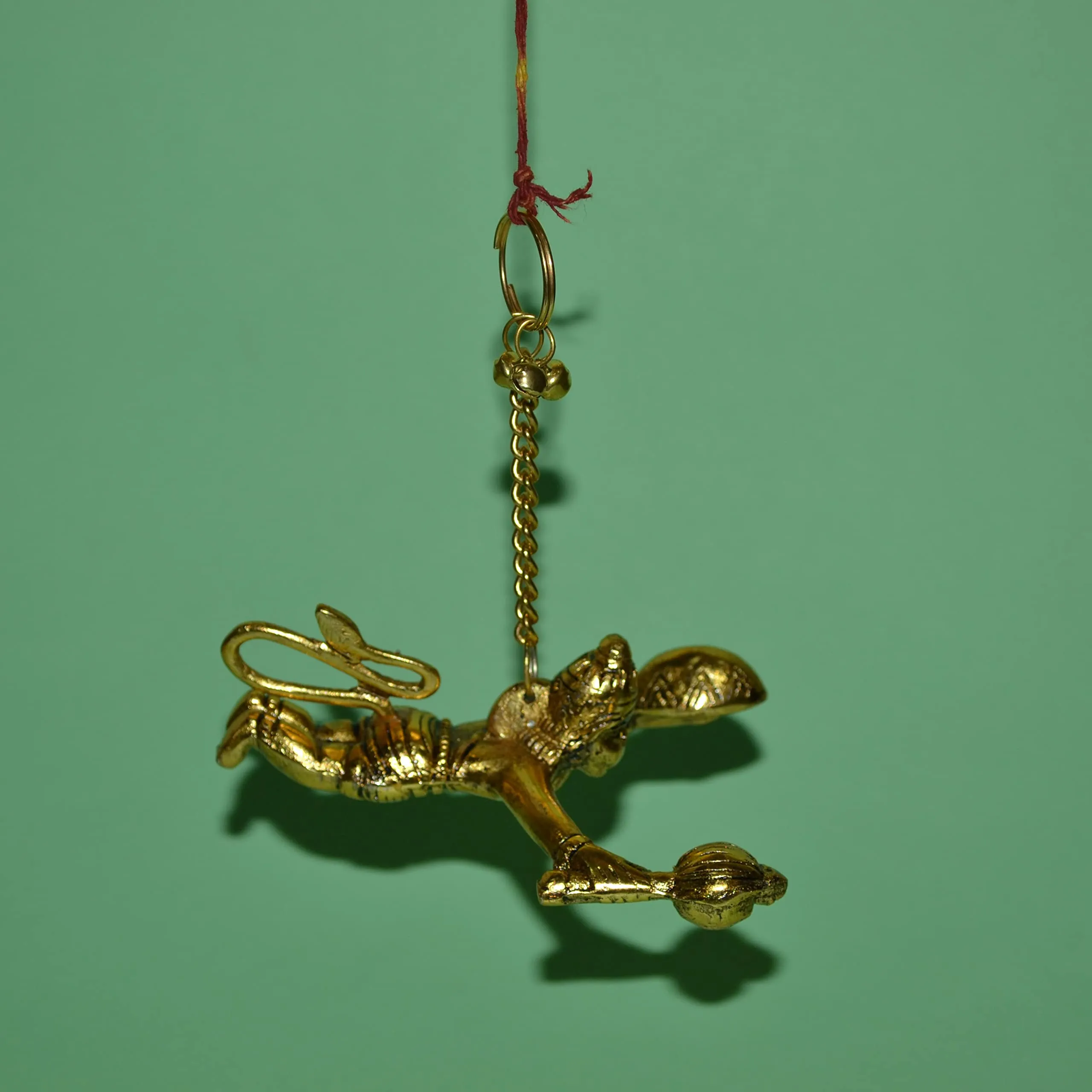 CraftVatika Metal Flying Hanuman for Car Door Window Hanging, Metal Hanuman Ji Idol for Car Dashboard Hanging (5 Inches Height, Golden)