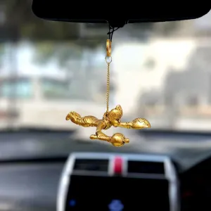 CraftVatika Metal Flying Hanuman for Car Door Window Hanging, Metal Hanuman Ji Idol for Car Dashboard Hanging (5 Inches Height, Golden)