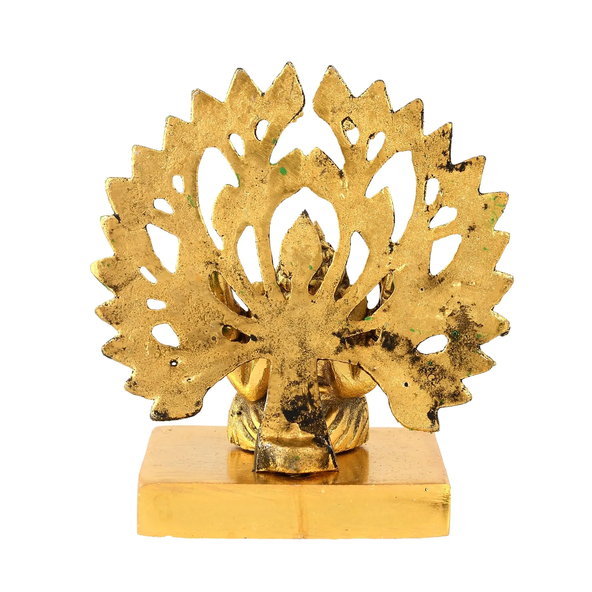 CraftVatika Metal Ganesha Idol Under Tree for Home Decor, Ganesha Idol Statue Figurine for Rakshabandhan Diwali Gift, Pooja Room Temple Tabletop Office Desk Wall Shelf (4.3 Inch Height)