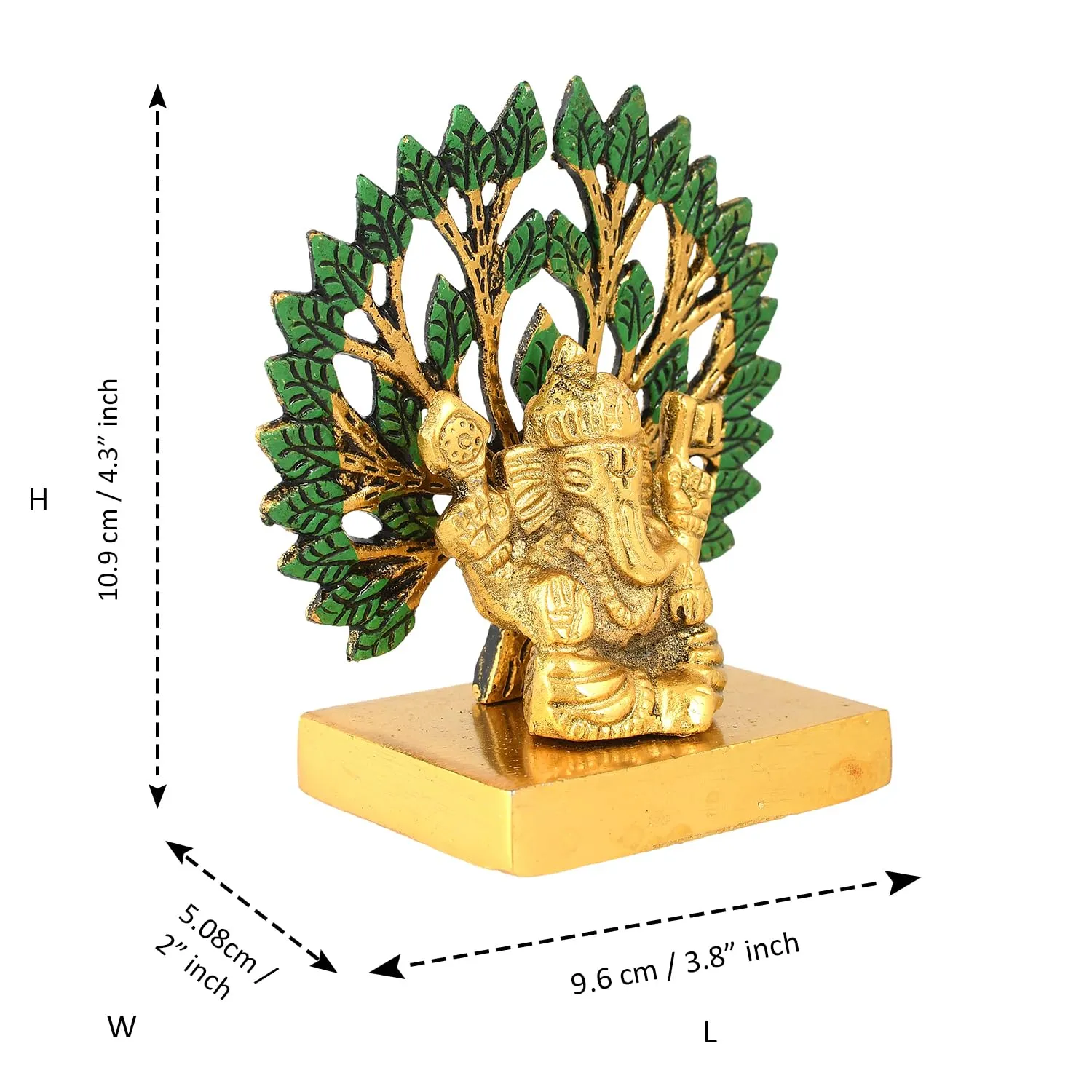 CraftVatika Metal Ganesha Idol Under Tree for Home Decor, Ganesha Idol Statue Figurine for Rakshabandhan Diwali Gift, Pooja Room Temple Tabletop Office Desk Wall Shelf (4.3 Inch Height)