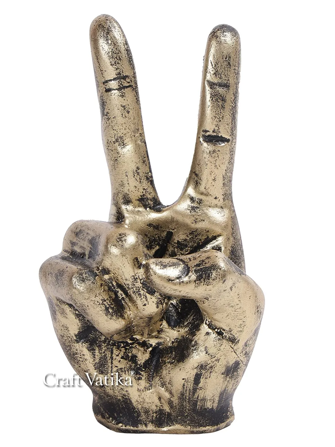 CraftVatika Resin Victory Sign Hand Gesture Showpiece (5.5x1.5x1.5 inch)