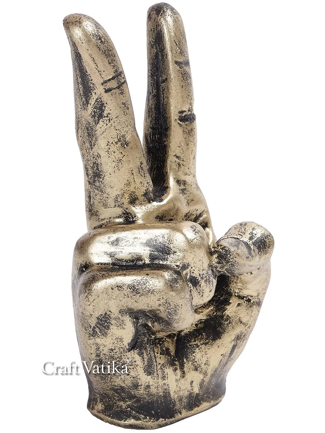 CraftVatika Resin Victory Sign Hand Gesture Showpiece (5.5x1.5x1.5 inch)