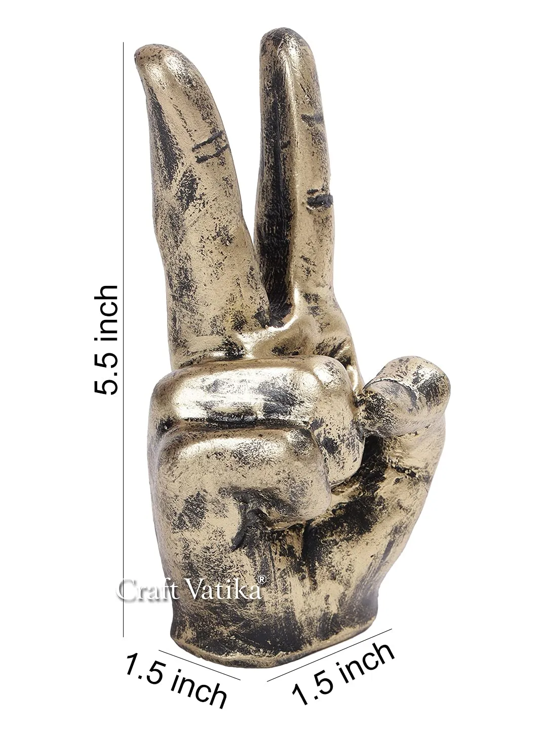 CraftVatika Resin Victory Sign Hand Gesture Showpiece (5.5x1.5x1.5 inch)