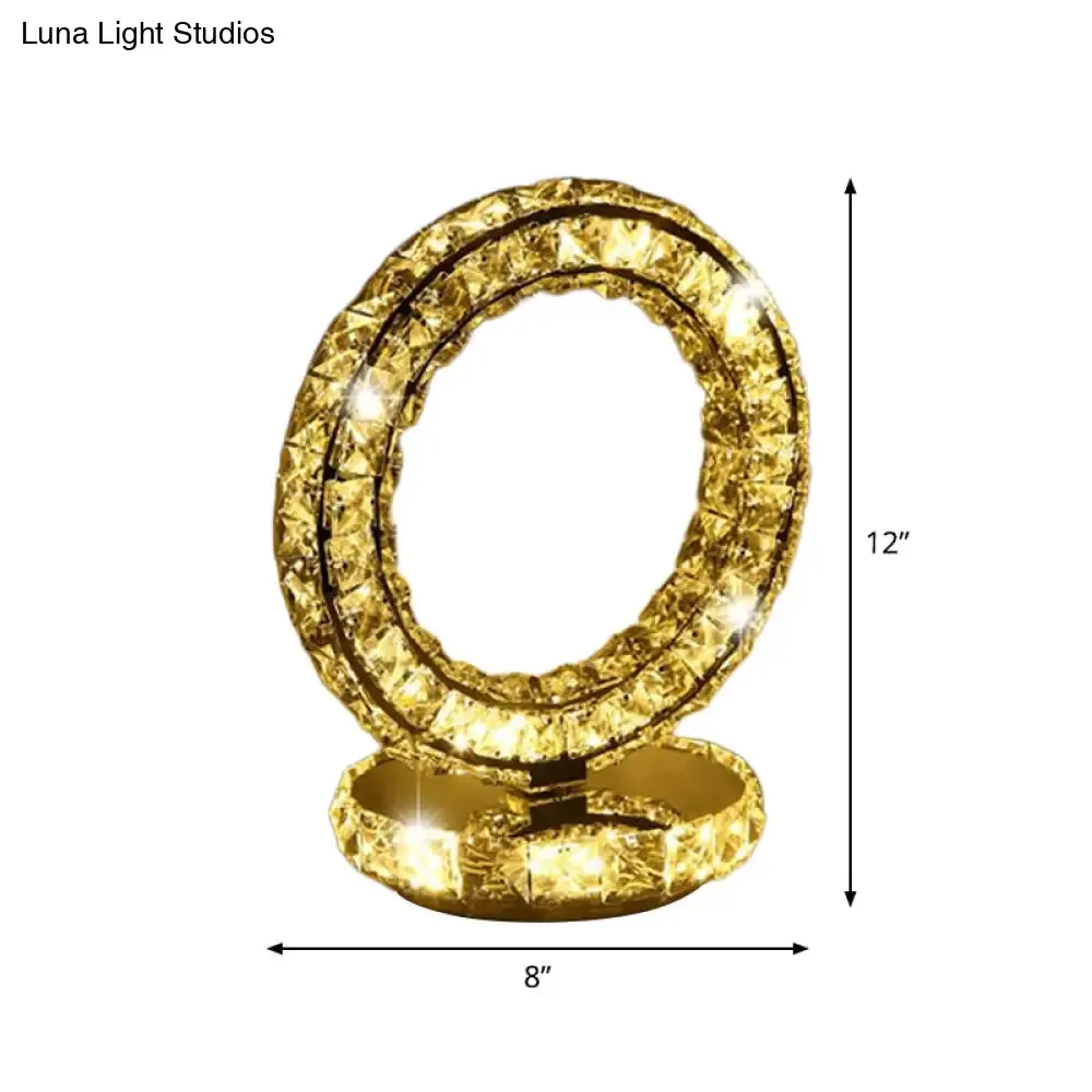 Crystal-Encrusted LED Night Lamp in Warm/White Light - Crescent/Circle/Heart Design - Romantic and Modern Table Light