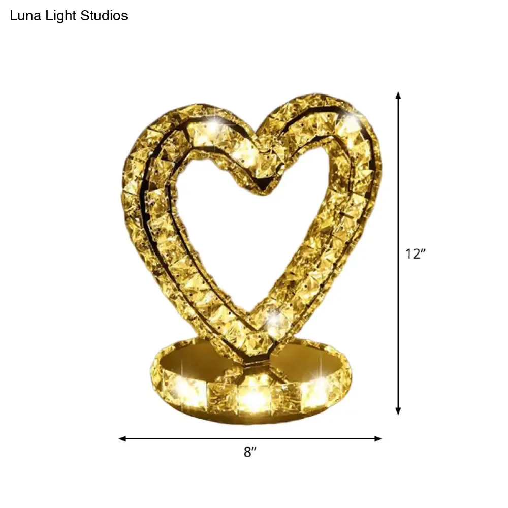 Crystal-Encrusted LED Night Lamp in Warm/White Light - Crescent/Circle/Heart Design - Romantic and Modern Table Light