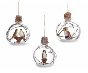 Decoris 9cm Bird in Glass Bauble (Choice of 3)