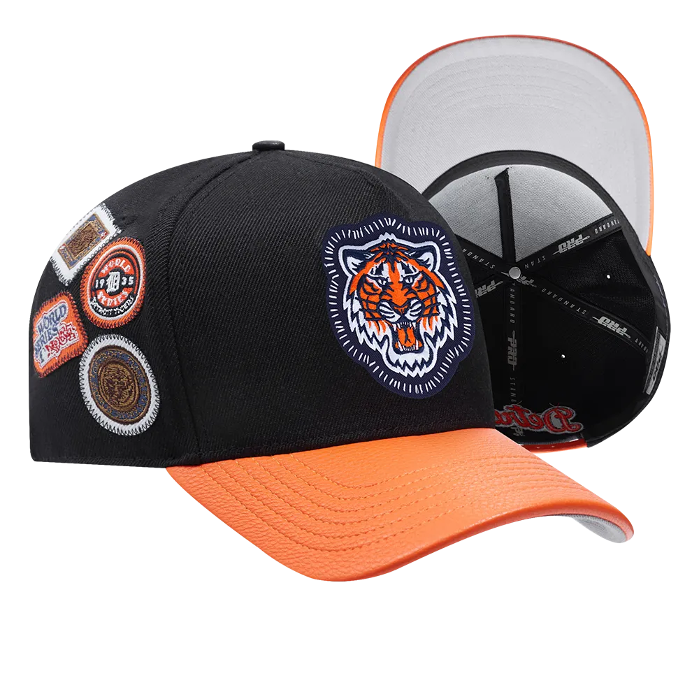 DETROIT TIGERS DIY PICK STITCH LEATHER PINCH FRONT STRAPBACK (BLACK)
