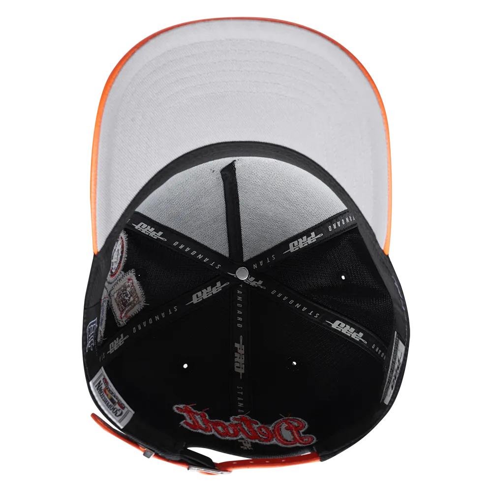 DETROIT TIGERS DIY PICK STITCH LEATHER PINCH FRONT STRAPBACK (BLACK)