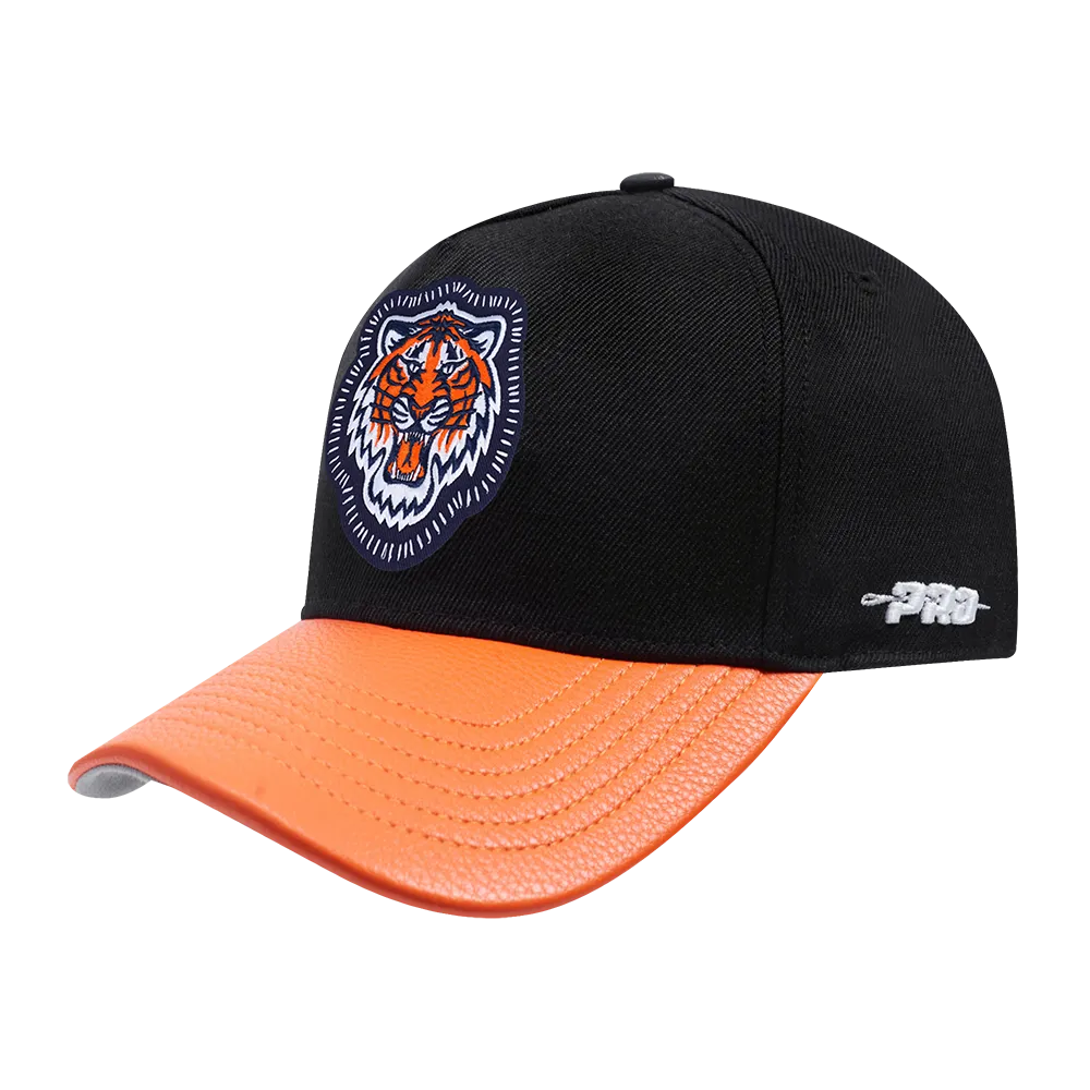 DETROIT TIGERS DIY PICK STITCH LEATHER PINCH FRONT STRAPBACK (BLACK)