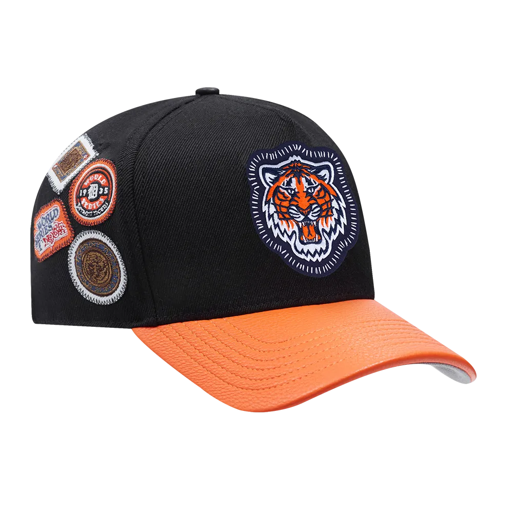 DETROIT TIGERS DIY PICK STITCH LEATHER PINCH FRONT STRAPBACK (BLACK)