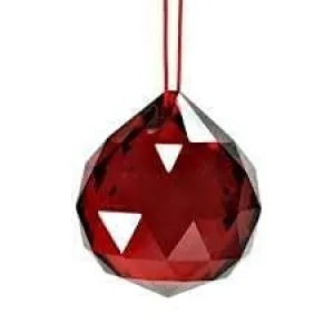 Divine Collection 40mm Crystal Glass Red Color Hanging Ball for Feng Shui and Decoration (40 mm) (Red, Glass)