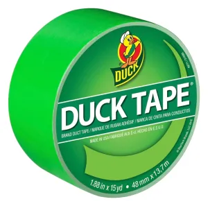 Duck 1265018 Duct Tape, 15 yd L, 1.88 in W, Vinyl Backing, Neon Green :ROLL: QUANTITY: 1
