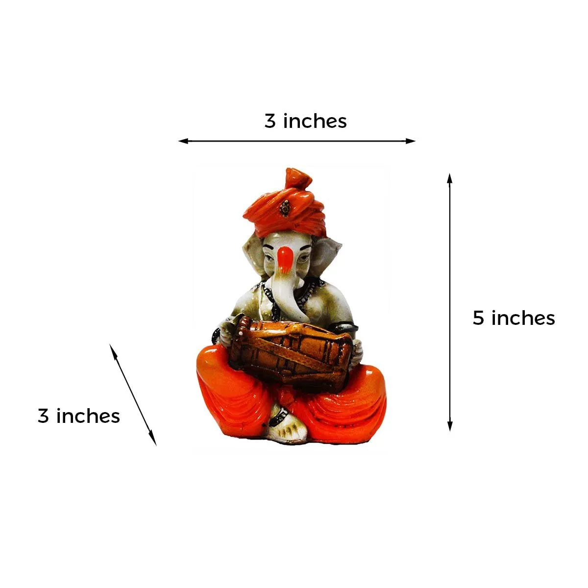 eCraftIndia Lord Ganesha Playing Dholak (LxWxH - 3INx3INx5IN)
