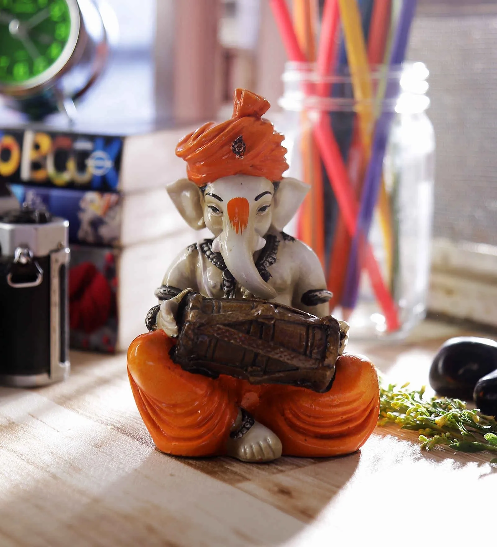 eCraftIndia Lord Ganesha Playing Dholak (LxWxH - 3INx3INx5IN)