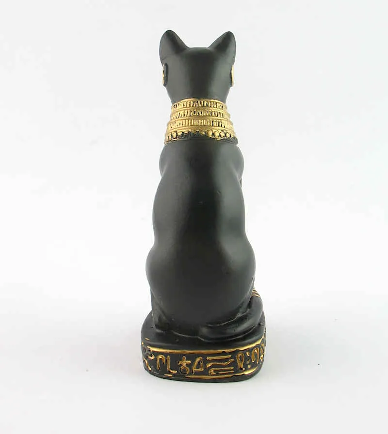 Egyptian Cat Goddess Bastet Figurine in Black and Gold