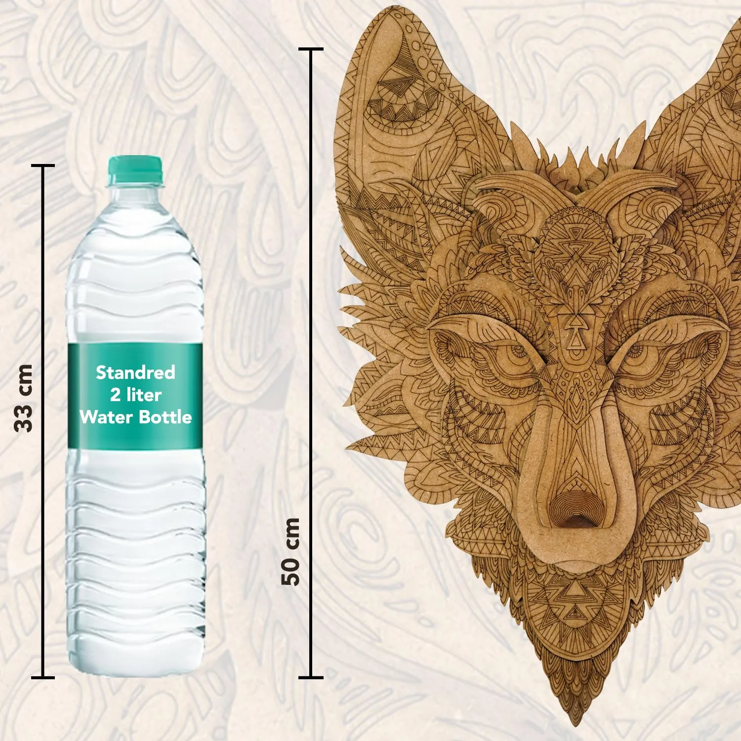 Ekhasa 3D Laser Cut Wooden Wall Art Wolf Face for Home & Wall Decor | Wooden Art for Wall Decoration | Wall Art Carved Showpieces for Bedroom, Dining, Drawing, Living Room, Staircase Walls or Lobby