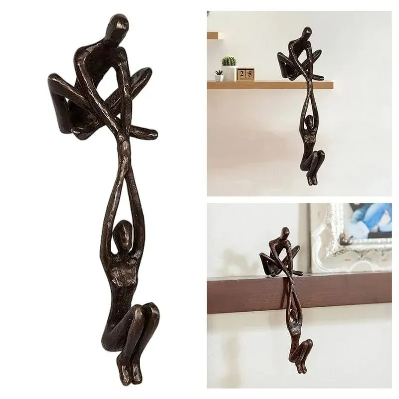 Enduring Love: Man Lifting Woman Figurine Sculpture for Creative Desktop Decor and Artistic Home Ornament