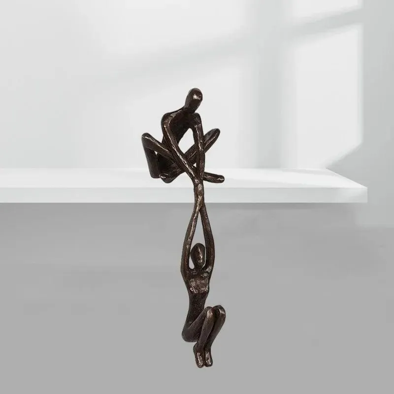 Enduring Love: Man Lifting Woman Figurine Sculpture for Creative Desktop Decor and Artistic Home Ornament