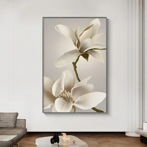Exotic Floral White Petal Wall Art Fine Art Canvas Prints Modern Abstract Botanical Pictures For Living Room Dining Room Home Office Decor