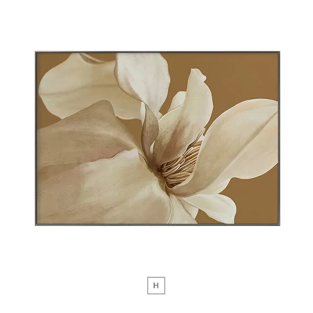 Exotic Floral White Petal Wall Art Fine Art Canvas Prints Modern Abstract Botanical Pictures For Living Room Dining Room Home Office Decor