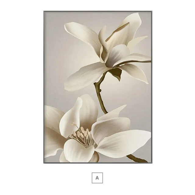 Exotic Floral White Petal Wall Art Fine Art Canvas Prints Modern Abstract Botanical Pictures For Living Room Dining Room Home Office Decor