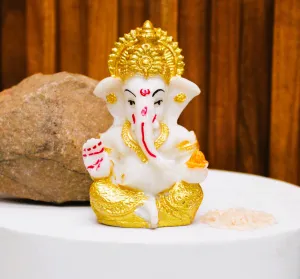 EXPLEASIA Ganesha Idol for car Dashboard | Home mandir| Gift Items | Table top Idol | Idol for Desktop | showpiece| Temple Decor| Office| ganpati (Ganesha 01) Marble dust