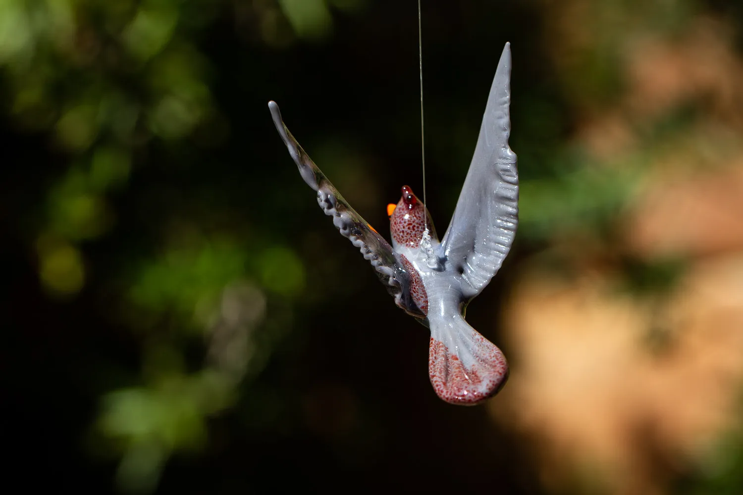 Flying Female Cardinal with Cremation Ash