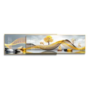 Golden Breeze Modern Dual Wall Art