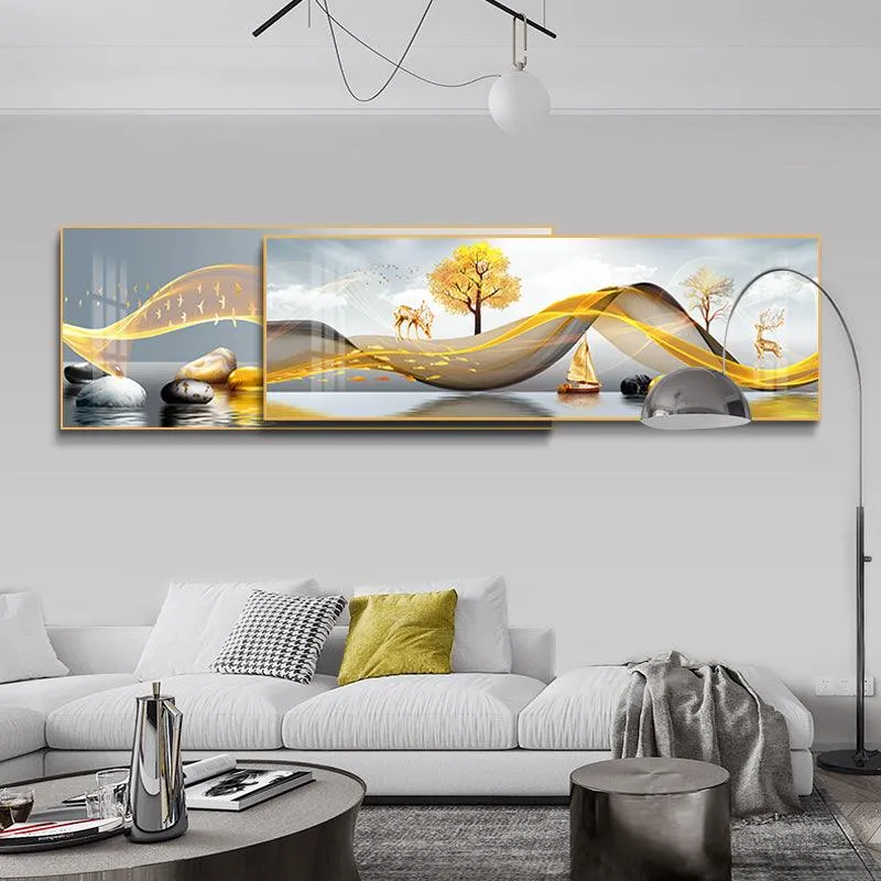 Golden Breeze Modern Dual Wall Art