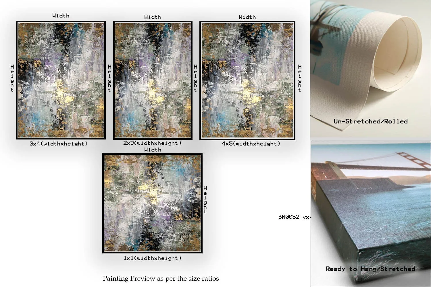 Gray Gold Purple Abstract Painting Livingroom Decor Fp083