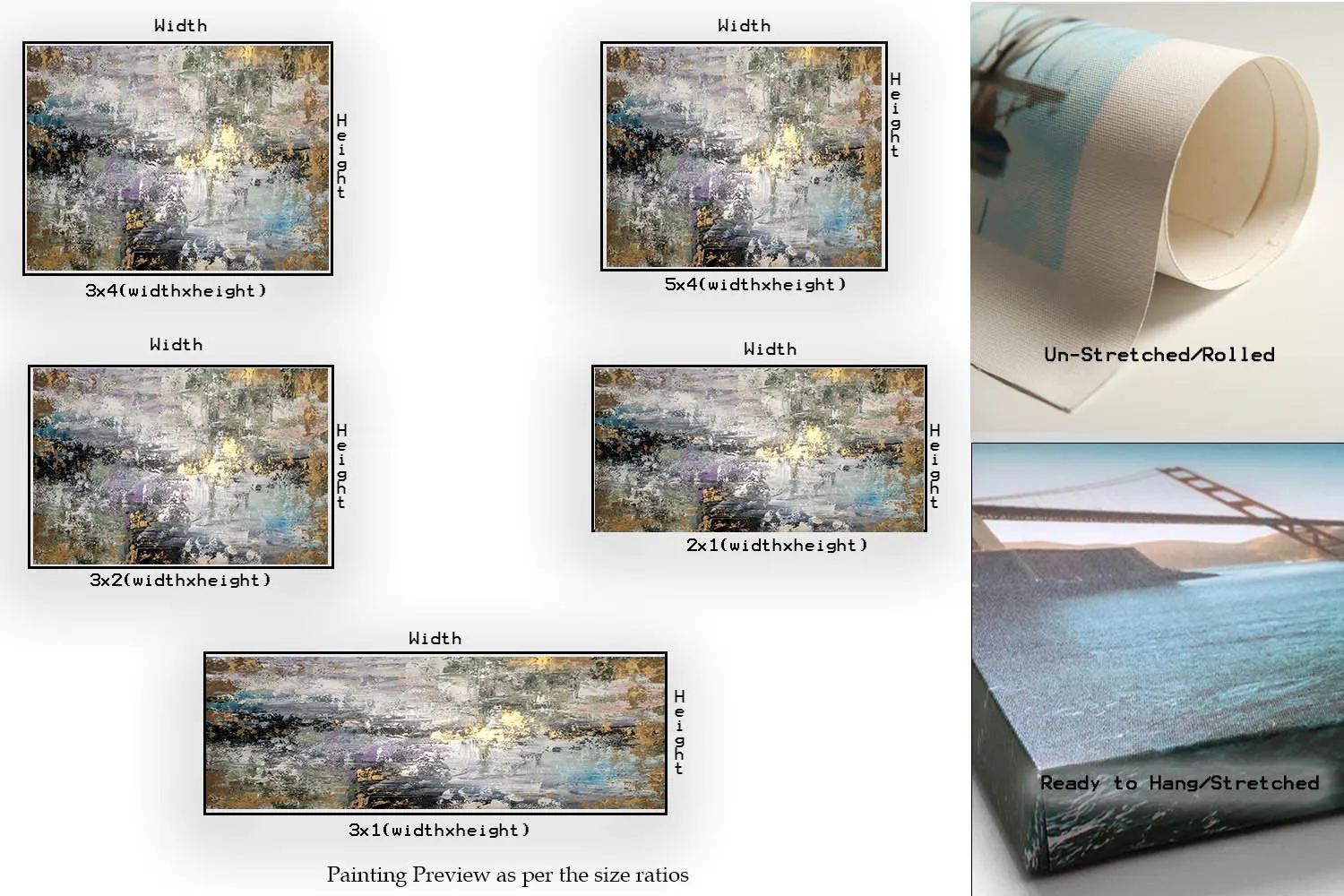 Gray Gold Purple Abstract Painting Livingroom Decor Fp083