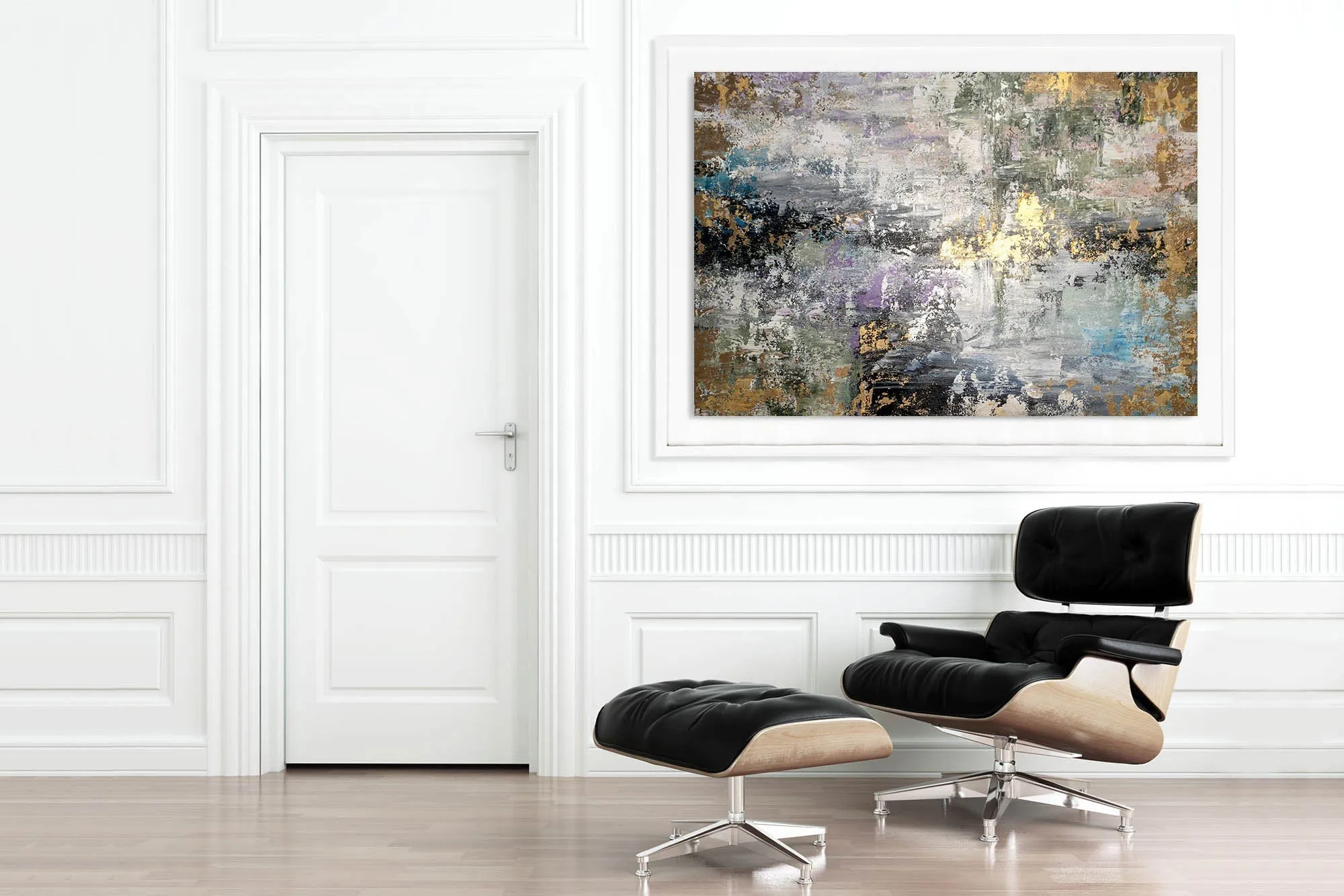 Gray Gold Purple Abstract Painting Livingroom Decor Fp083