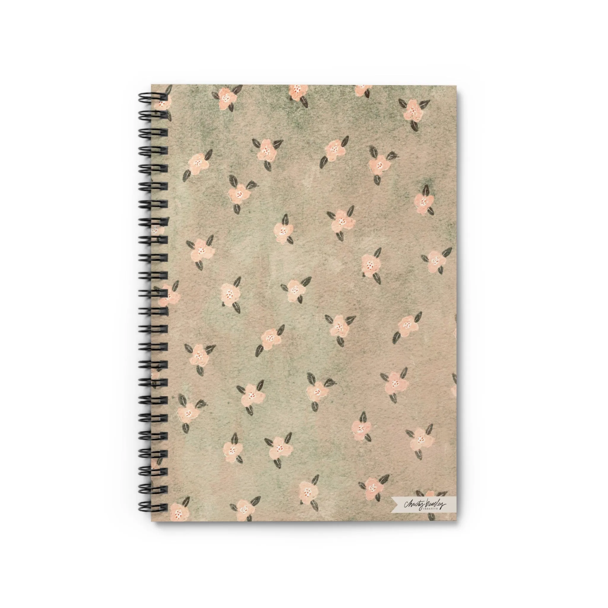 Grungy Pink Floral Spiral Notebook - Ruled Line - by Christy Beasley
