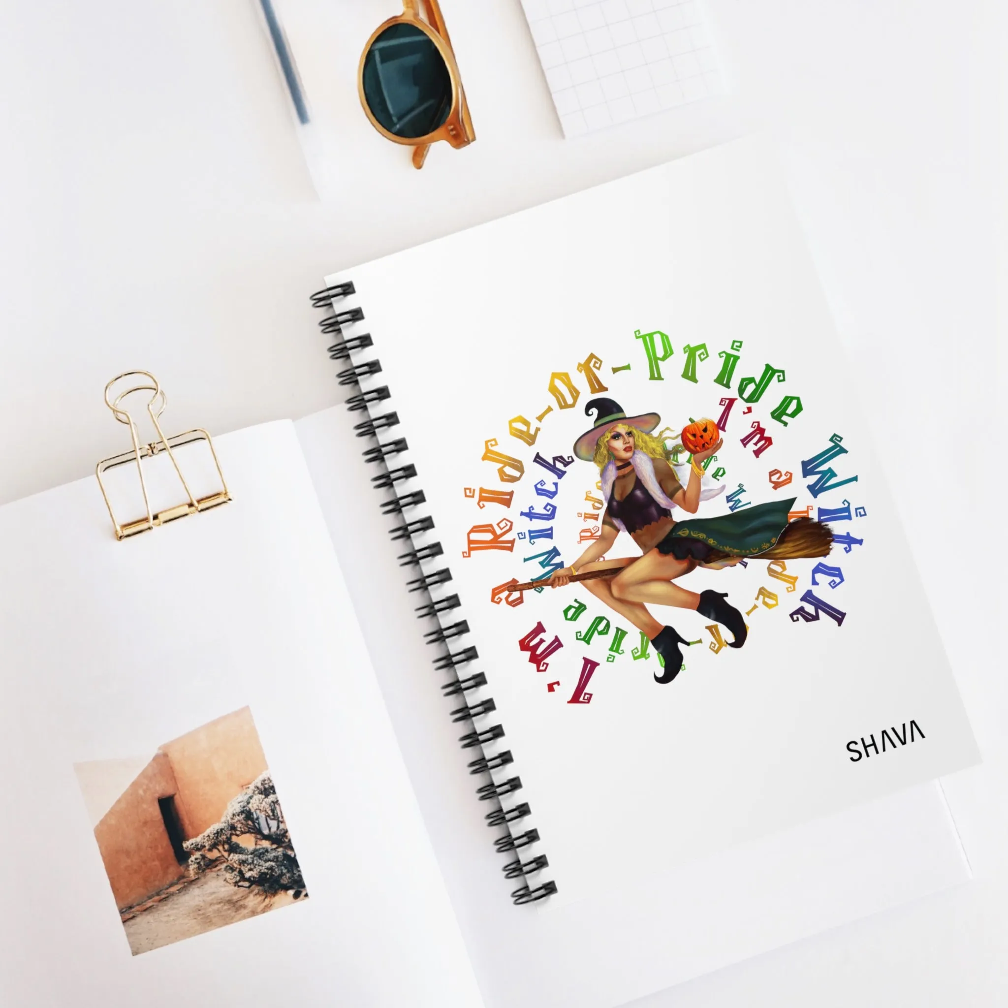 Halloween/ Spiral Notebook - Ruled Line/ I'm Ride or Pride - White