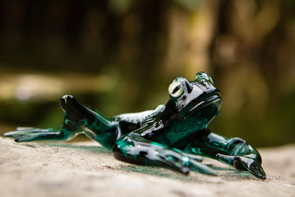 Hanging Glass Frog Figurine with Cremation Ashes