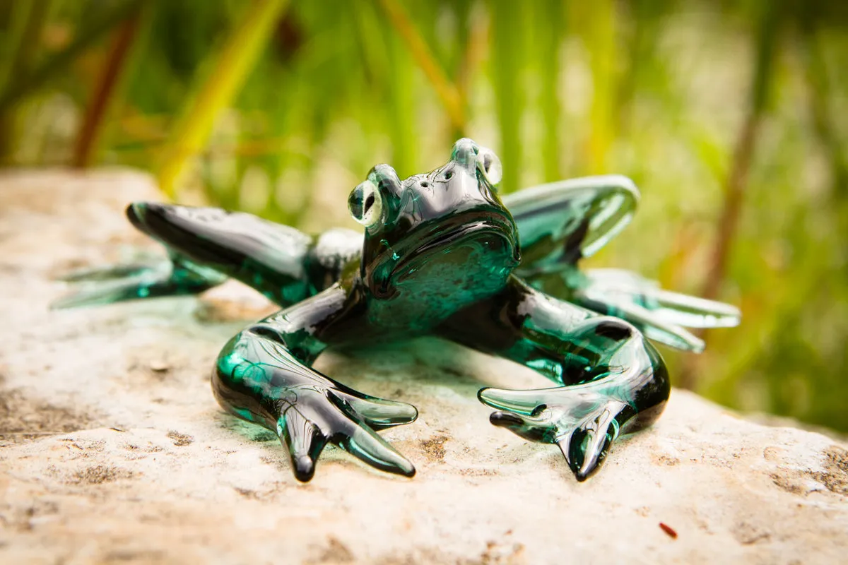 Hanging Glass Frog Figurine with Cremation Ashes