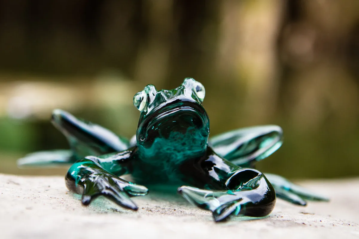 Hanging Glass Frog Figurine with Cremation Ashes