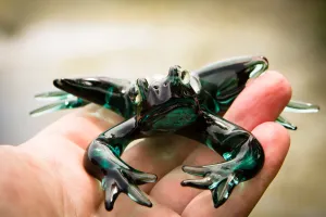 Hanging Glass Frog Figurine with Cremation Ashes