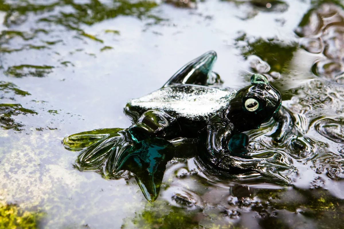 Hanging Glass Frog Figurine with Cremation Ashes