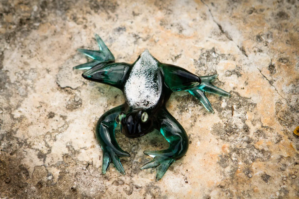 Hanging Glass Frog Figurine with Cremation Ashes