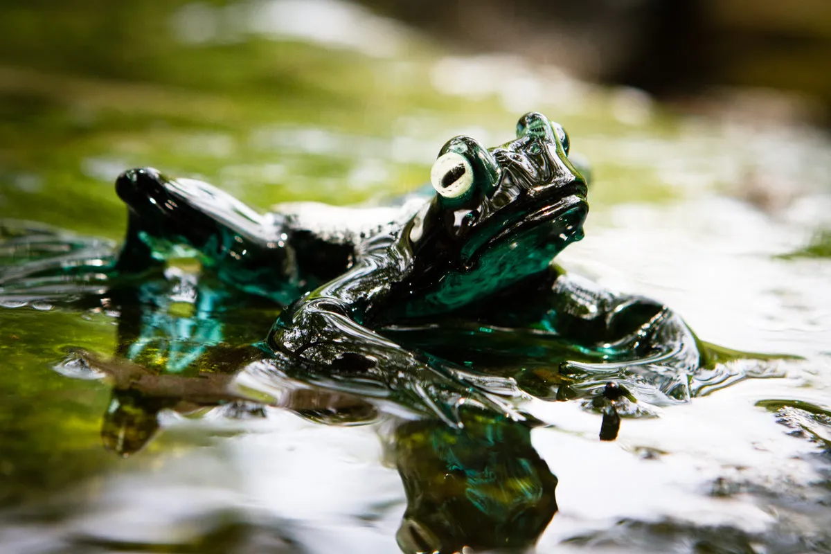 Hanging Glass Frog Figurine with Cremation Ashes