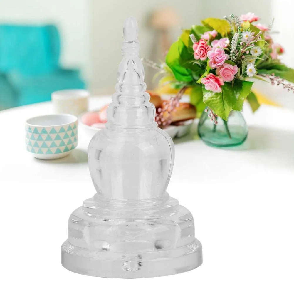 HEEPDD chedi Stupa Pagoda Statue,Acrylic Buddhism Dagoba Mascot Temple Decoration Handicraft