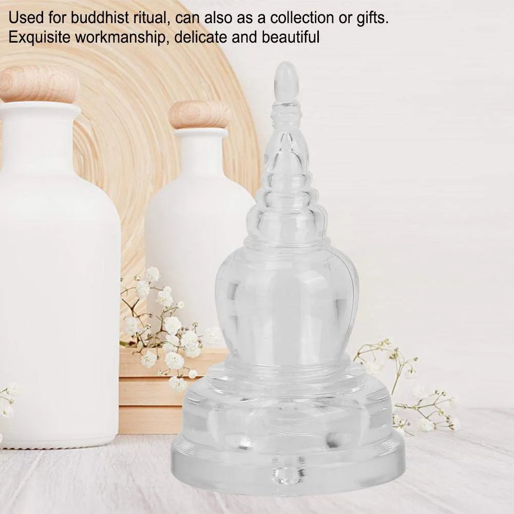 HEEPDD chedi Stupa Pagoda Statue,Acrylic Buddhism Dagoba Mascot Temple Decoration Handicraft